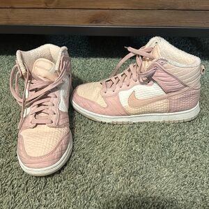 Nike pink dunks high top